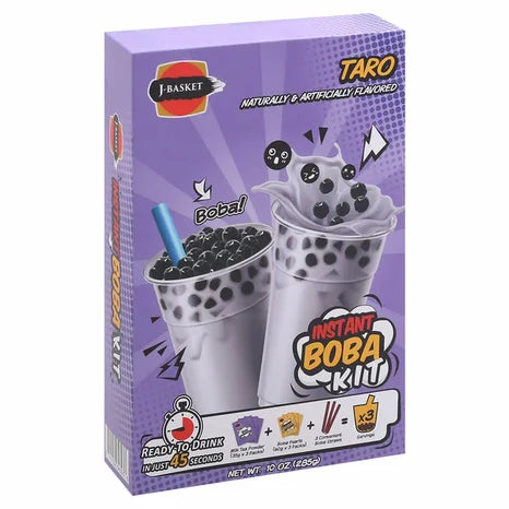 Instant Boba Milk Tea Kit (3 Servings), Taro Flavor 10 oz