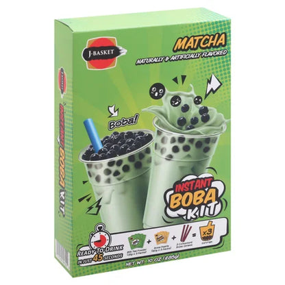 Instant Boba Milk Tea Kit (3 Servings), Matcha Flavor 10 oz