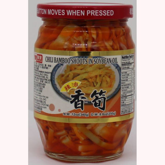 Wei-Chuan Chili Bamboo Shoots in Soybean Oil 12oz - 味全 辣油香笋