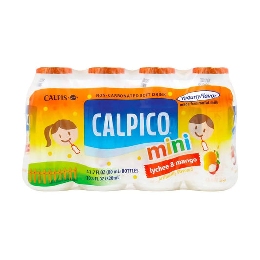 CALPICO Mini Non-Carbonated Soft Drink, Lychee and Mango Flavored, 4 Bottles, 2.7fl.oz.